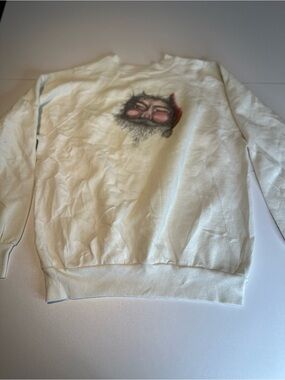 Tultex White Crewneck Sweater with Artistic Face Graphic